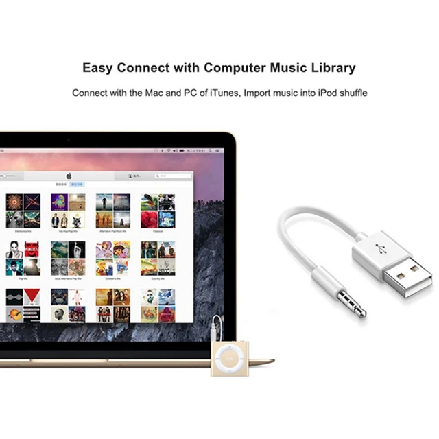 Suitable for Ipod SHUFFLE Data Cable USB Mp3 Charging 3, 4, 5, 6 7Th  Generation Charger Wire