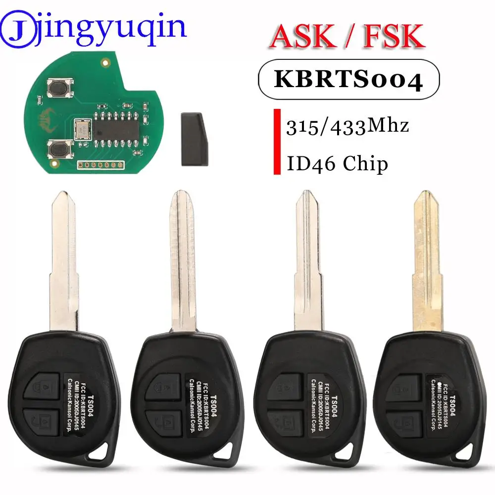 Jingyuqin FRAGEN/FSK KBRTS004 2 Tasten Auto Fernbedienung Schlüssel 315 Mhz/433 Mhz ID46 Chip Für Suzuki Swift sx4 Alto Vitara Ignis Jimny Splash