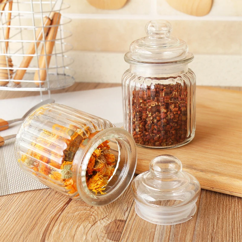 New Design Stripe Glass Jars High Forosilicate Tea Leaf Food Spice Container  Kitchen Space Saving Tools - AliExpress