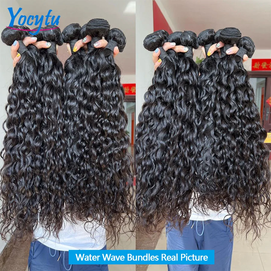 262626 Inches Water Wave Bundles Brazilan Weave 100% Human Hair Bundles 1/3/4 PCS Curly Bundles 12A Remy Hair Thick Ends Weave Extensions For Black Women 2-5 Days Fast Shipping