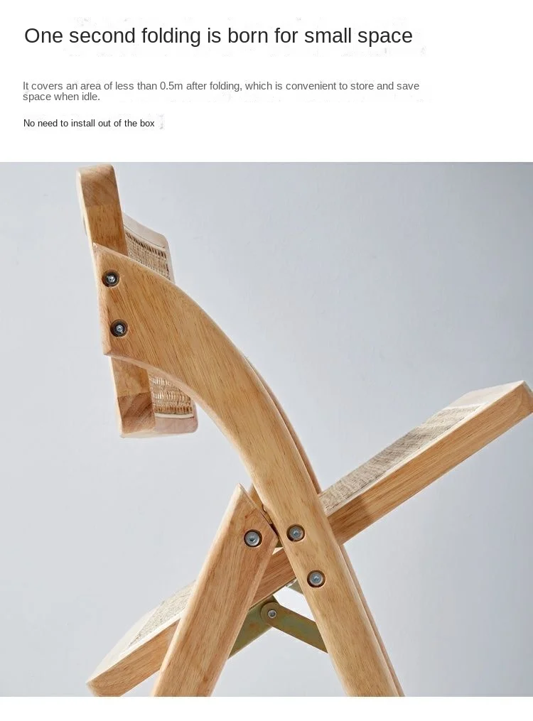 Description Picture 6 of itemJOYLIVE Rattan Chair Solid Wood Folding Rattan Chair Rubber Wood Simple Living Room Chair 2022 New Arrival Dropshipping