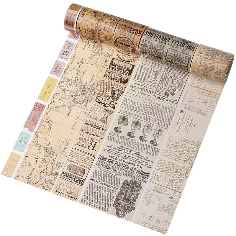Vintage Washi Tape Set for Scrapbooking and Journaling - Decorative Retro Masking Tape