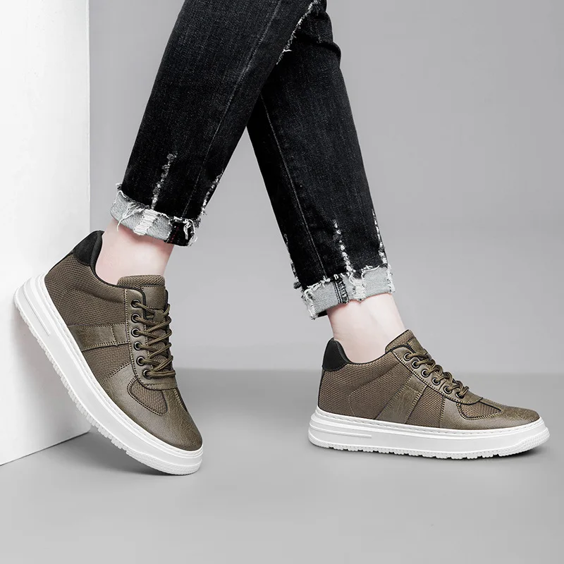 Spring New Men's Invisible Inner Heightening Hollow Shoes Small White Sneakers Korean style Trendy Versatile Casual Sports Shoes