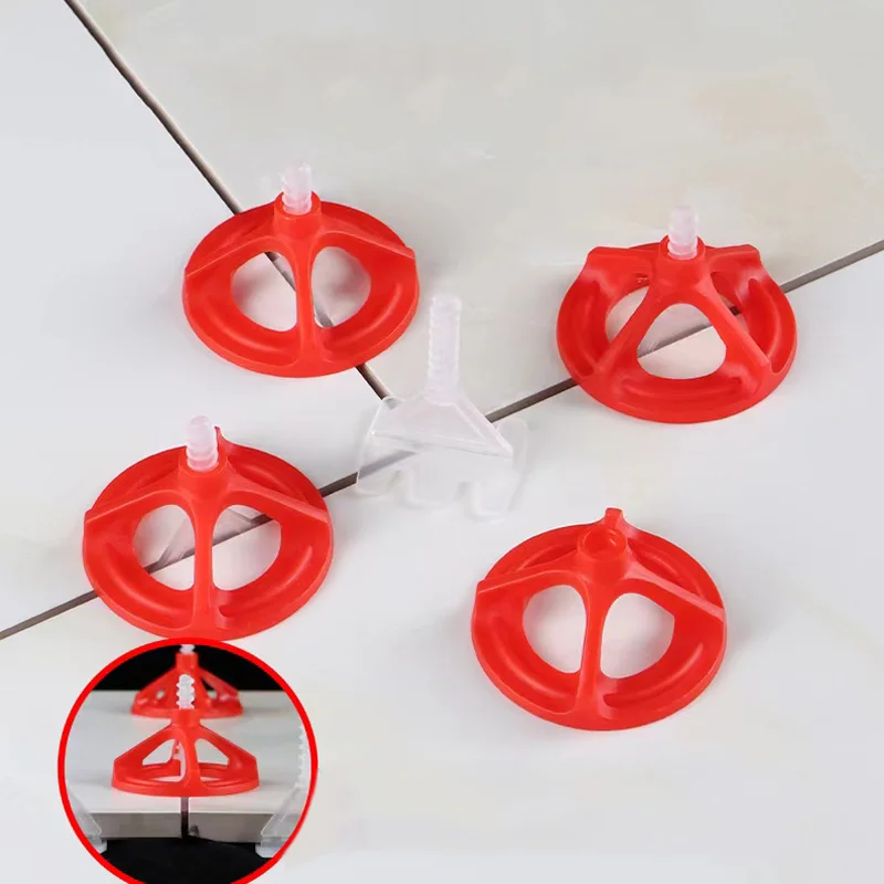 New ceramic tile leveling system spiral base red nut is used for tiling and seam leveling.