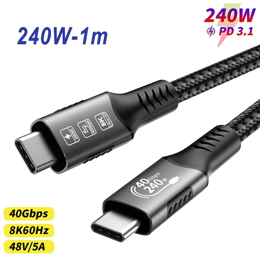 ตัวเลือกสินค้า สายชาร์จและเชื่อมต่อ USB-C 8K รองรับ Thunderbolt 4/3.2/3.1 ชาร์จเร็ว สำหรับ MacBook/Huawei