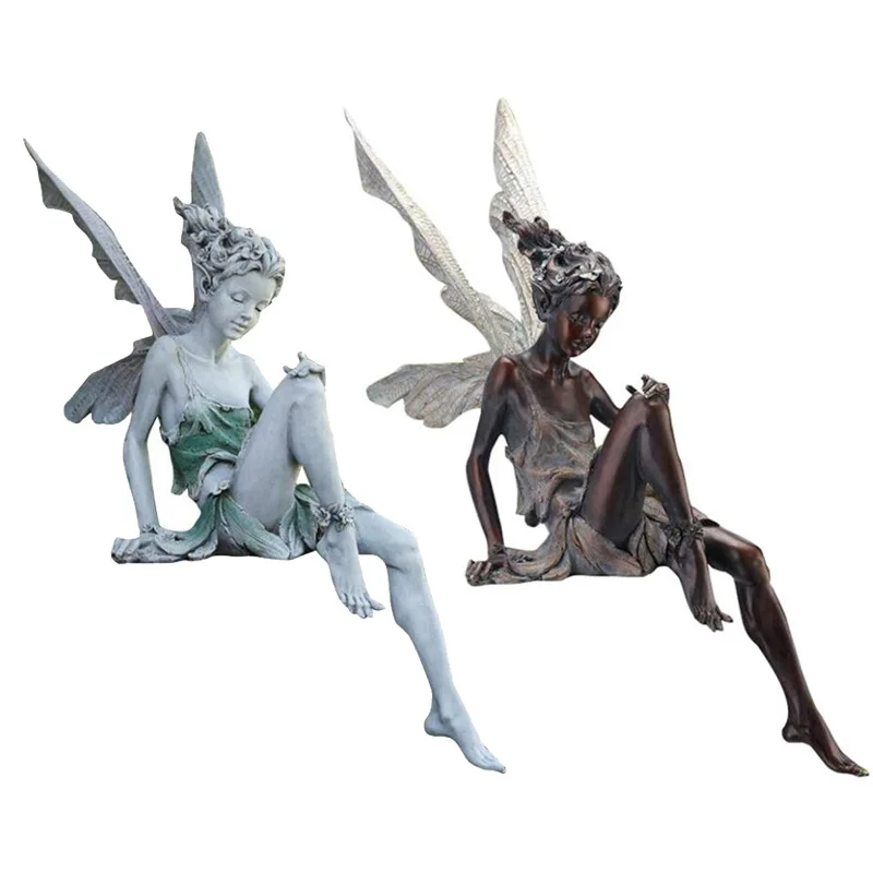 

Tudor Tulek Fairy Statue Resin Angel Statue Sitting Fairy Tale Fairy Garden Decorative Resin Ornaments Living Room Household Art