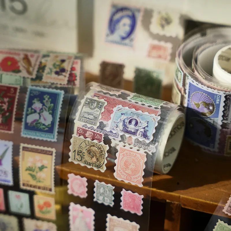 55mm x 2m 빈티지 메모리 메일 마스킹 Washi 테이프 레트로 스탬프 장식 접착 테이프 DIY Scrapbooking 스티커 라벨 편지지