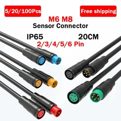 Waterproof Electric Bicycle Butt Joint Cable with Optional Connector - 20CM, M8, 2 to 6 Pin Options - 5P