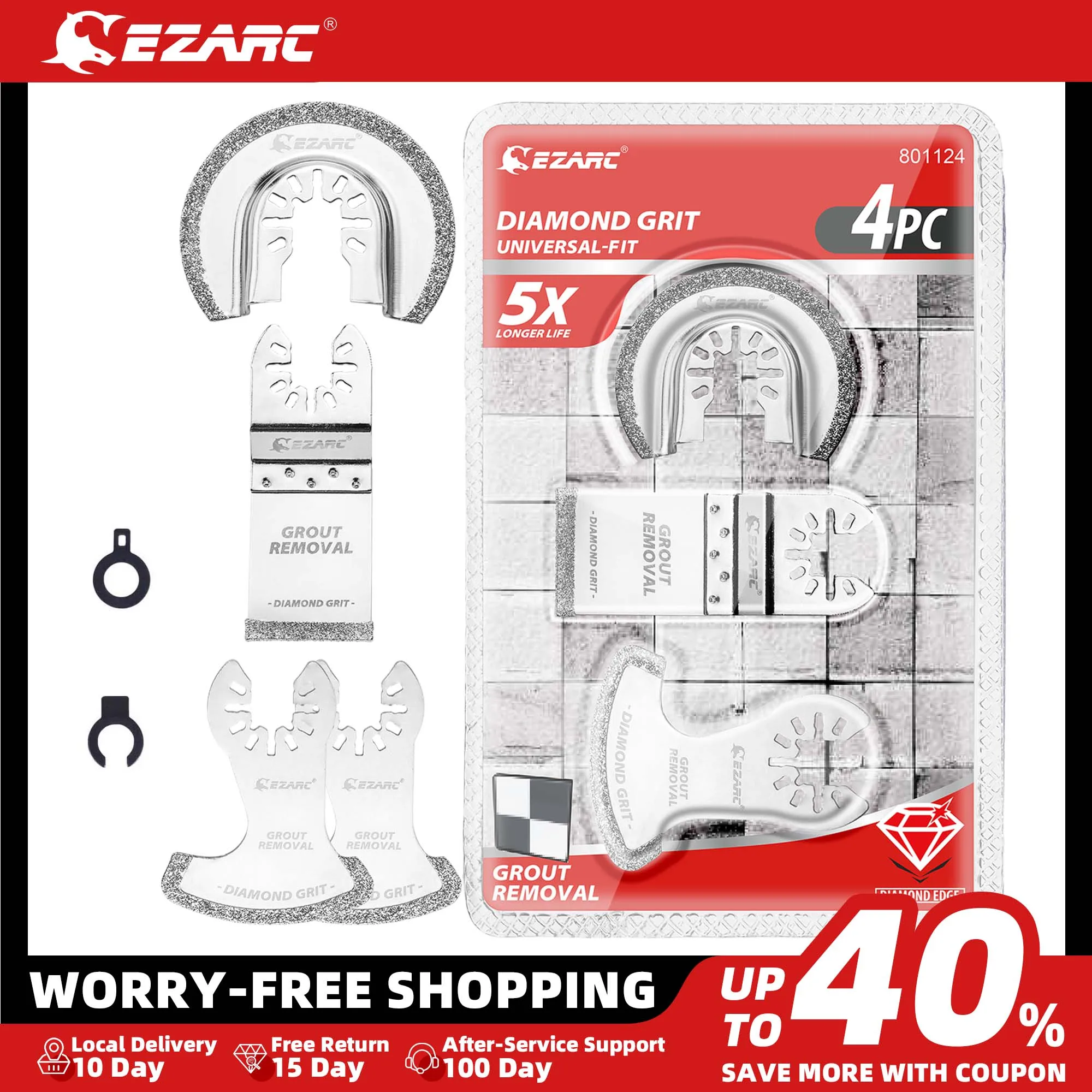 EZARC Diamond Oscillating Tool Blade Set for Mortar Grout Removal and