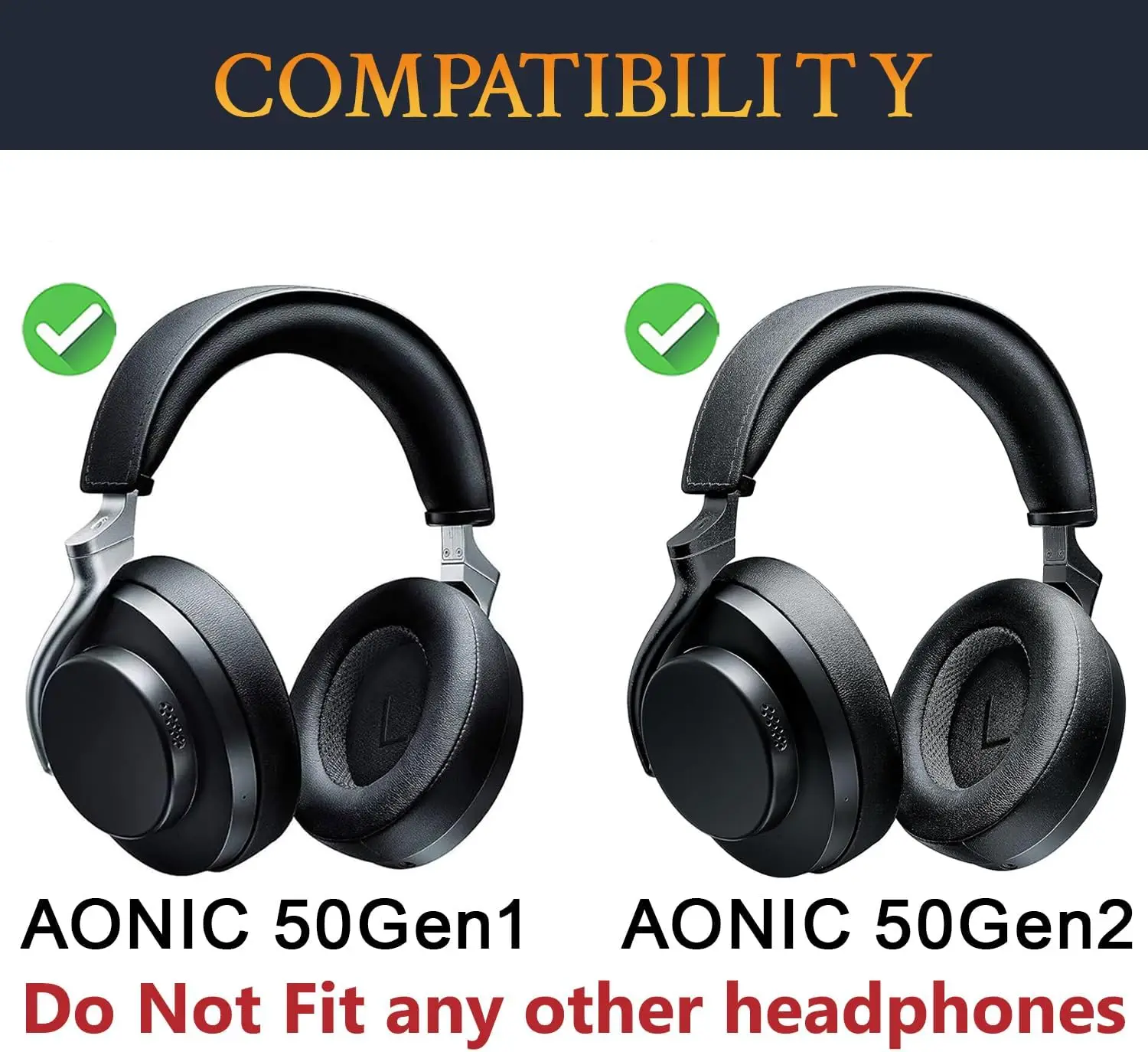 AONIC50 Replacement Earpads for Shure AONIC 50 Gen 1 & 2 Headphone Memory Foam Ear Pads Cushions Earmuff