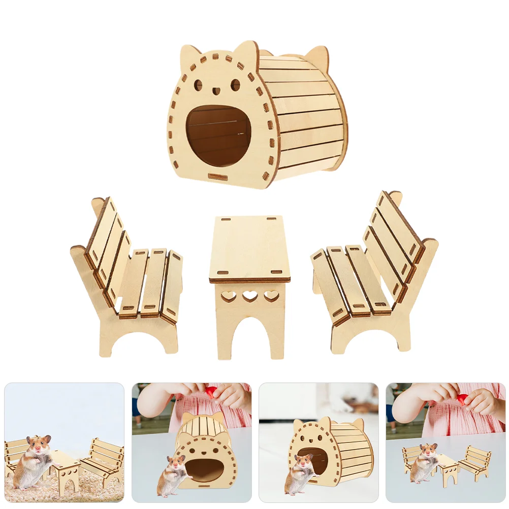 

Wooden House Hamster Cabin Birthday Decoration Girl Guinea Hideout Self-assembly