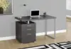 Left or Right Facing 47-Inch Modern Home Office Computer Study Writing Desk with Filing Drawer, 48"L, Grey 2