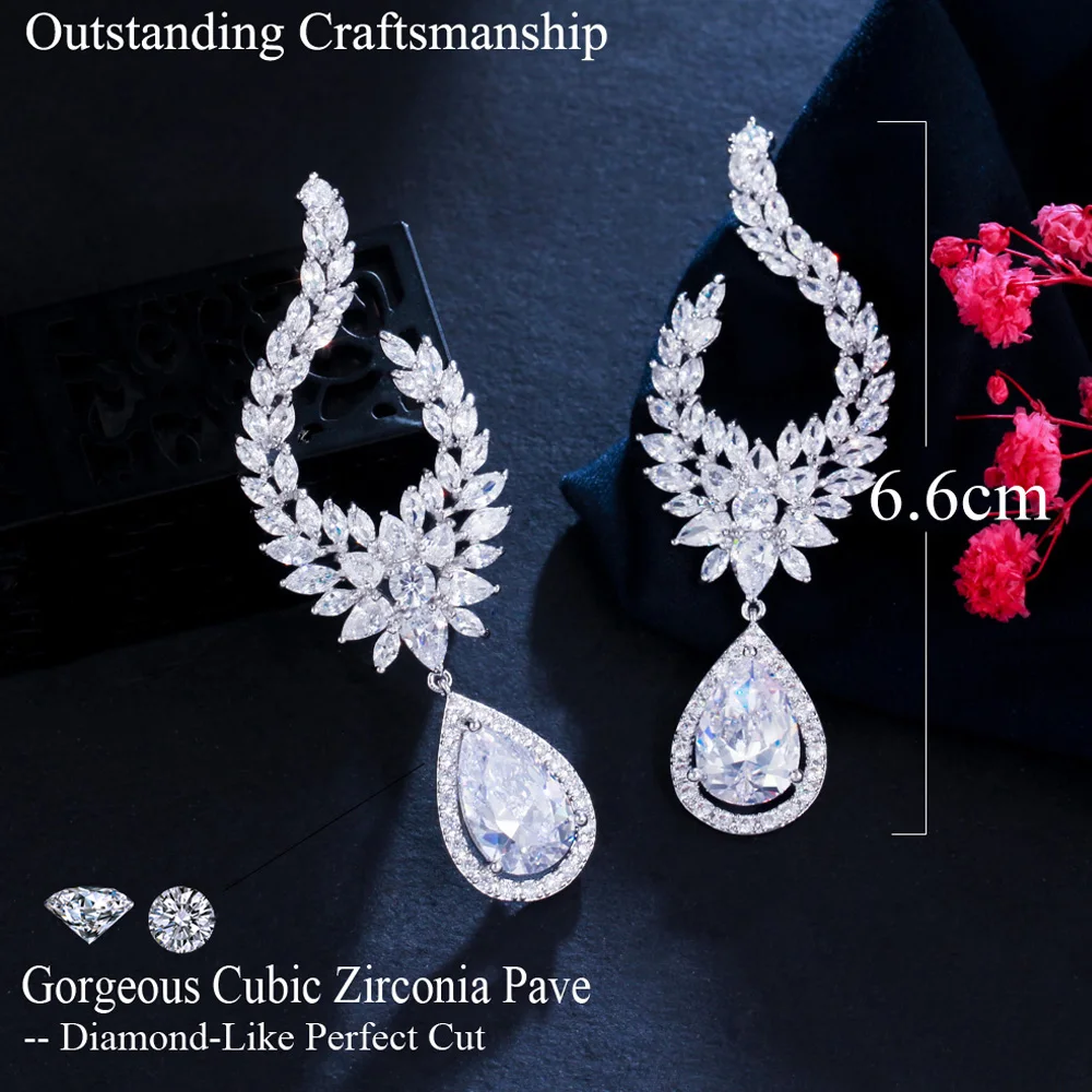 ThreeGraces Glittering Cubic Zirconia Long Dangle Bridal Engagement Earrings for Women Party Dress Jewelry Accessories E1123
