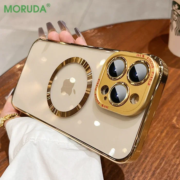 Magsafe Acrylic Magnetic Case with Titanium Alloy Lens Protection - Durable Hard Cover
