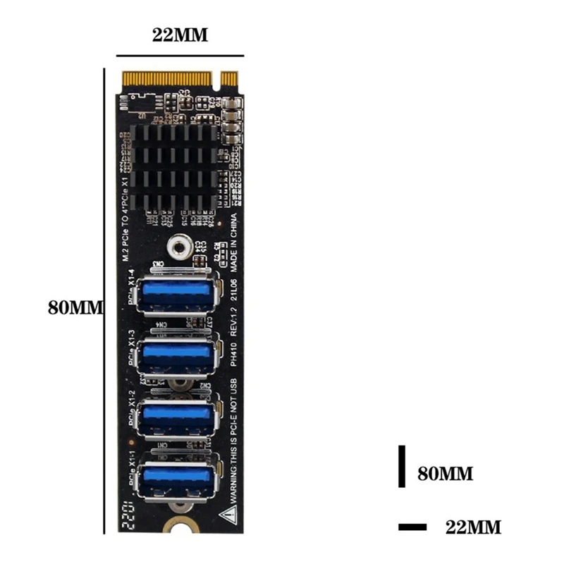 

Плата расширения M.2 PCIE для майнинга, 4-портовый адаптер MKEY PCI-E X1, плата расширения 1-4 для настольного ПК BTC Minner, 5 комплектов
