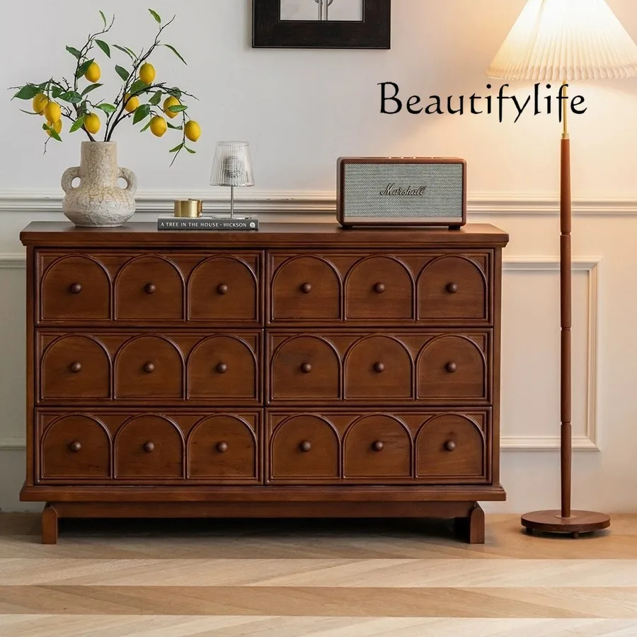 

Modern Simplicity with American Style Chest of Six Drawers Living Room Retro Solid Wood Locker