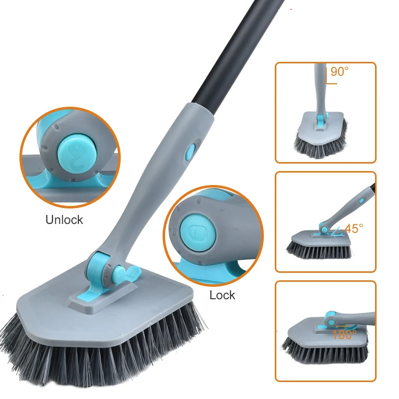 Bathroom Cleaning Brush Multifuctional Removable Long Handle Wall Self-Adhesive for Cleaning Bathroom Window Kitchen Tiles
