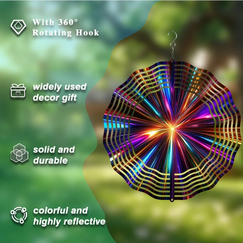 3D 만다라 윈드 스피너 - 정원, 야외 장식 및 크리스마스 선물용 양면 금속 풍차