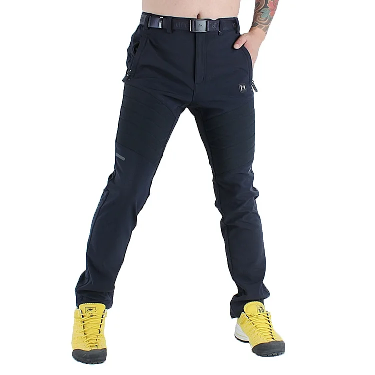 

Men`s winter fleece soft shell waterproof breathable elastic cycling hiking trekking pants mens wool skiing camping trousers