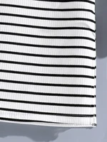 Jupe moulante à rayures pour filles, vêtements décontractés, mode printemps et été, micro-élastique, col rond, sans manches, été cool temporairement 5