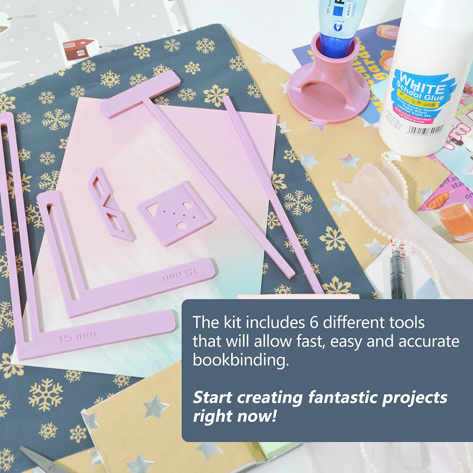 Description Picture 4 of item6Pcs Book binding kit Easy Scrapbooking Tool for Starter, Complete Great Stencils and Cutter Guide Kit Notebook Journal Handbook