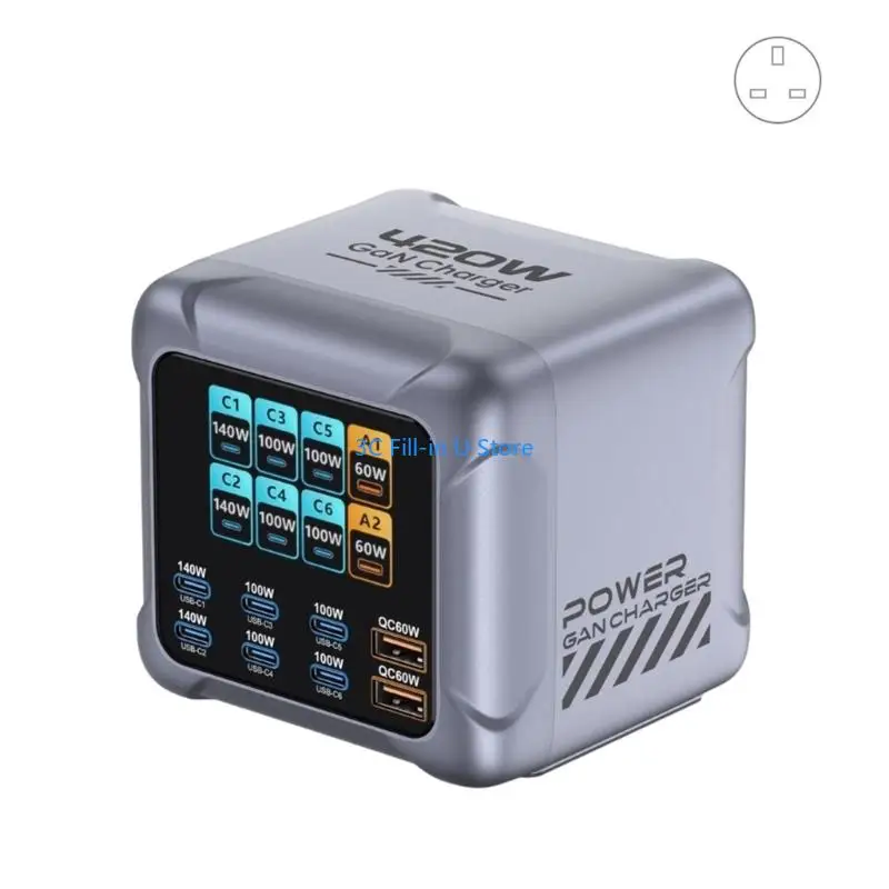 G8TA 420W 8-Port USB Charger – 100W Fast Charging Station with Intelligent Detection for Phones, Tablets, Laptops & More