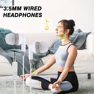 3.5mm Wired Headphones Sport Earbuds 100cm In Ear High Definition Deep Earphones Mic Control Bass Volume With G7S0