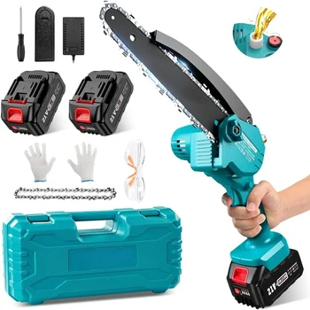 8-Inch Cordless Mini Chainsaw with 2 Batteries & Oiler 1