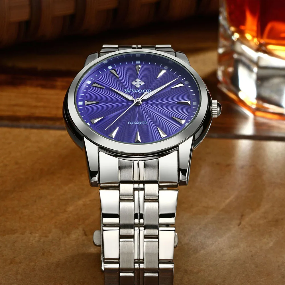 WWOOR Luxury Brand Exquisite Watch For Men Casual Minimalist Waterproof Stainless Steel Quartz Men's Watches Reloj Hombre Gifts