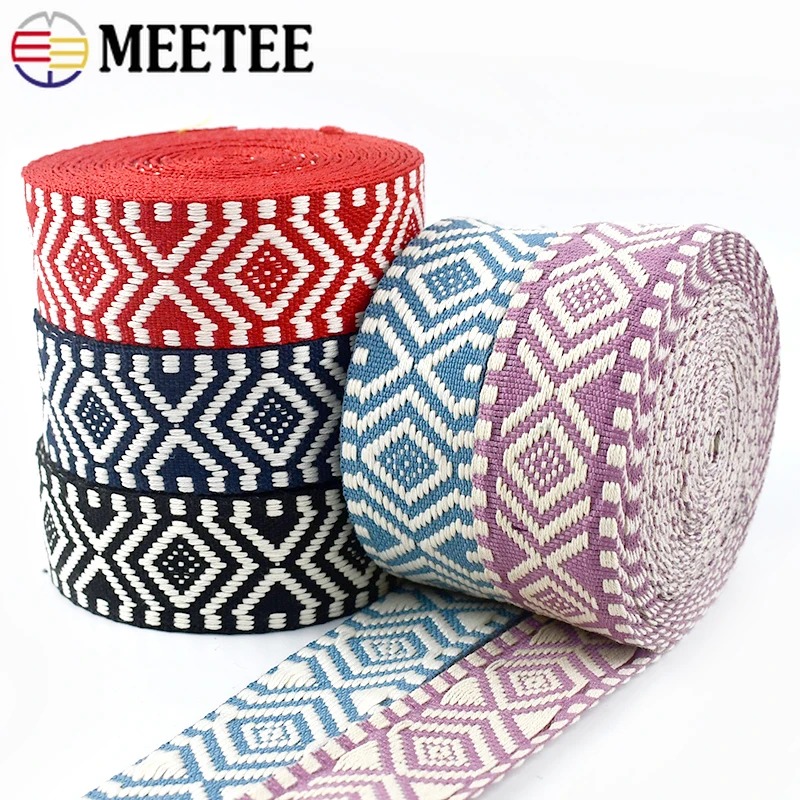 2/5Meters Meetee 38mm Ethnic Jacquard Webbing Bag Strap Cotton Ribbon ...