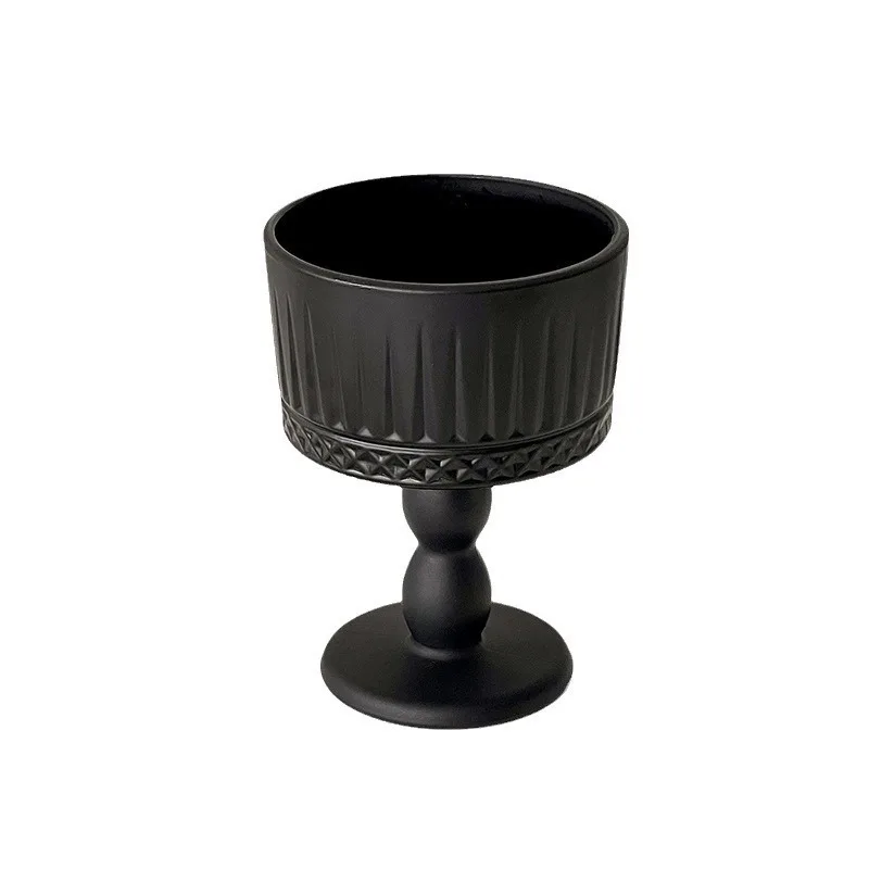 Elegant French Retro Black Frosted Glass Candle Holder - High-End Aromatherapy Decorative Ornament