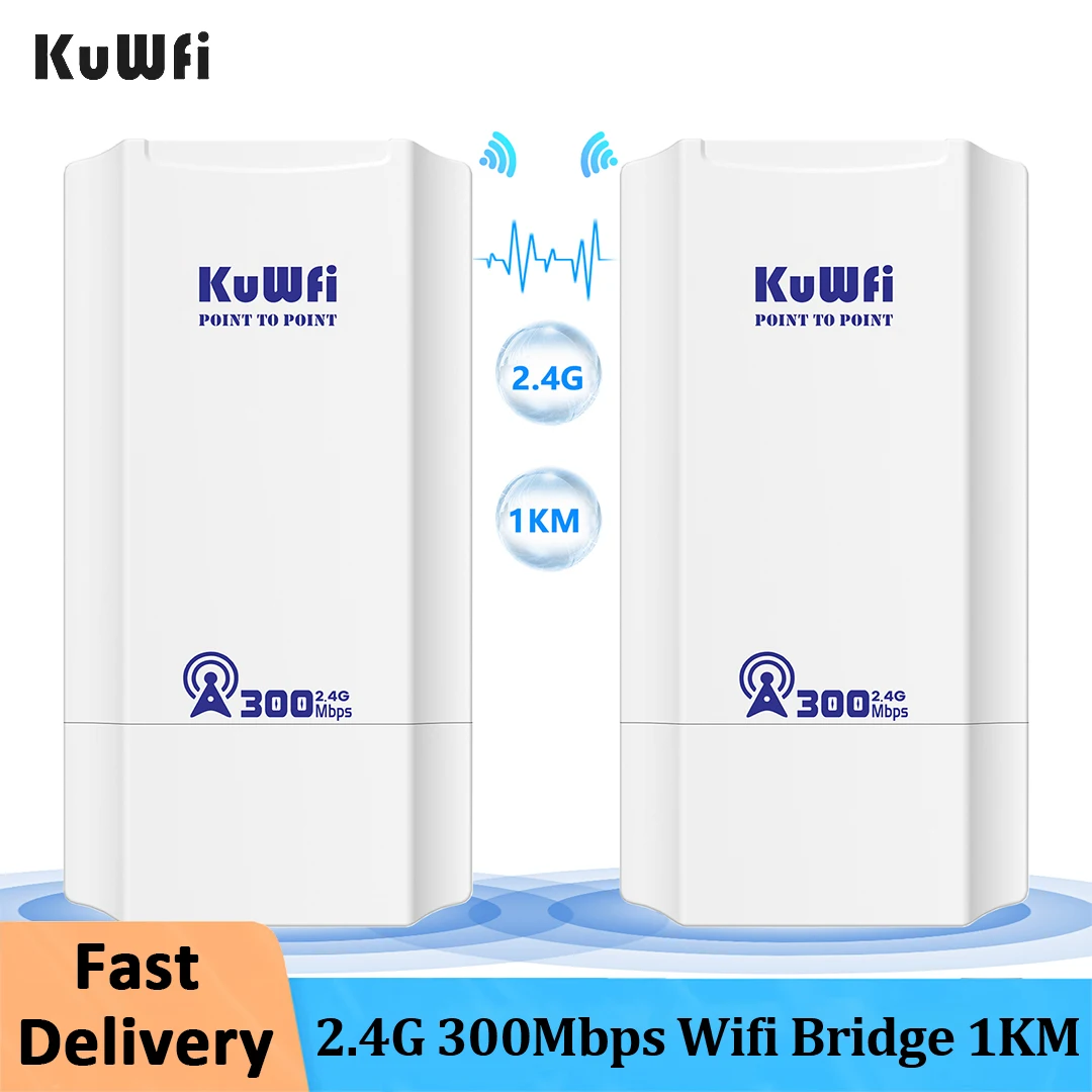 Kuwfi 2.4G 300Mbps Ripetitore Wifi Esterno Estensore A Lungo Raggio Ponte Wireless Copertura Wifi Ap Access Point To Point 1Km