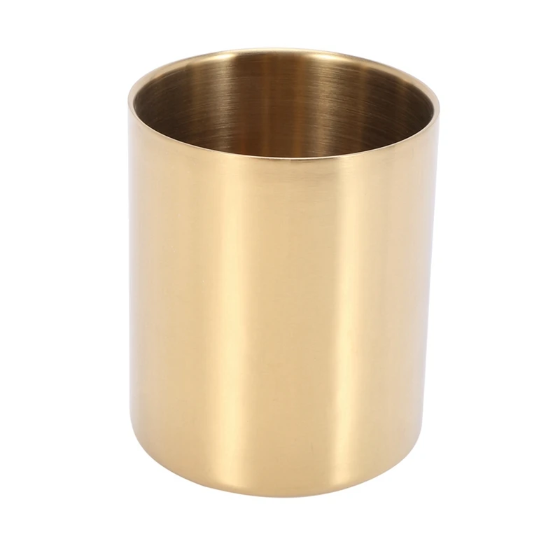 

6-Piece Pencil Cup Holder Pen Pot Makeup Brushes Holder Desk Stationery Organizer Stainless Steel (Gold)