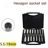 Hex Socket Sleeve Set Nozzles 5.5mm-19mm Nut Driver Set Power Screwdriver Handle Power Drills Impact Drivers Socket Wrench Tools 1