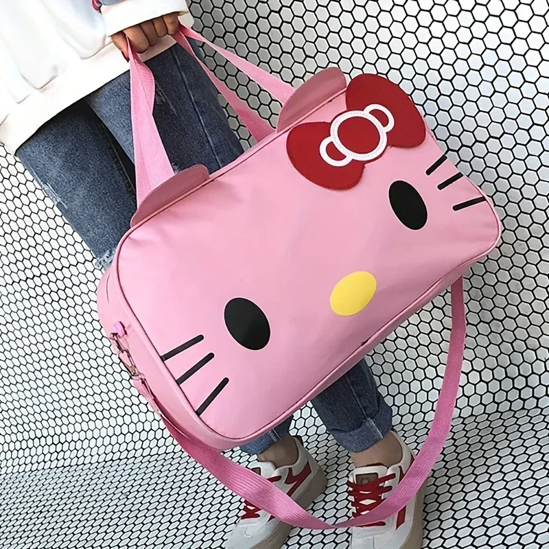 

Sanrio Hello Kitty Travel Bag Waterproof 1pcs Large Capacity Cartoon Duffel Bag Cute Women's Portable Short Trip Bag Sports Bag