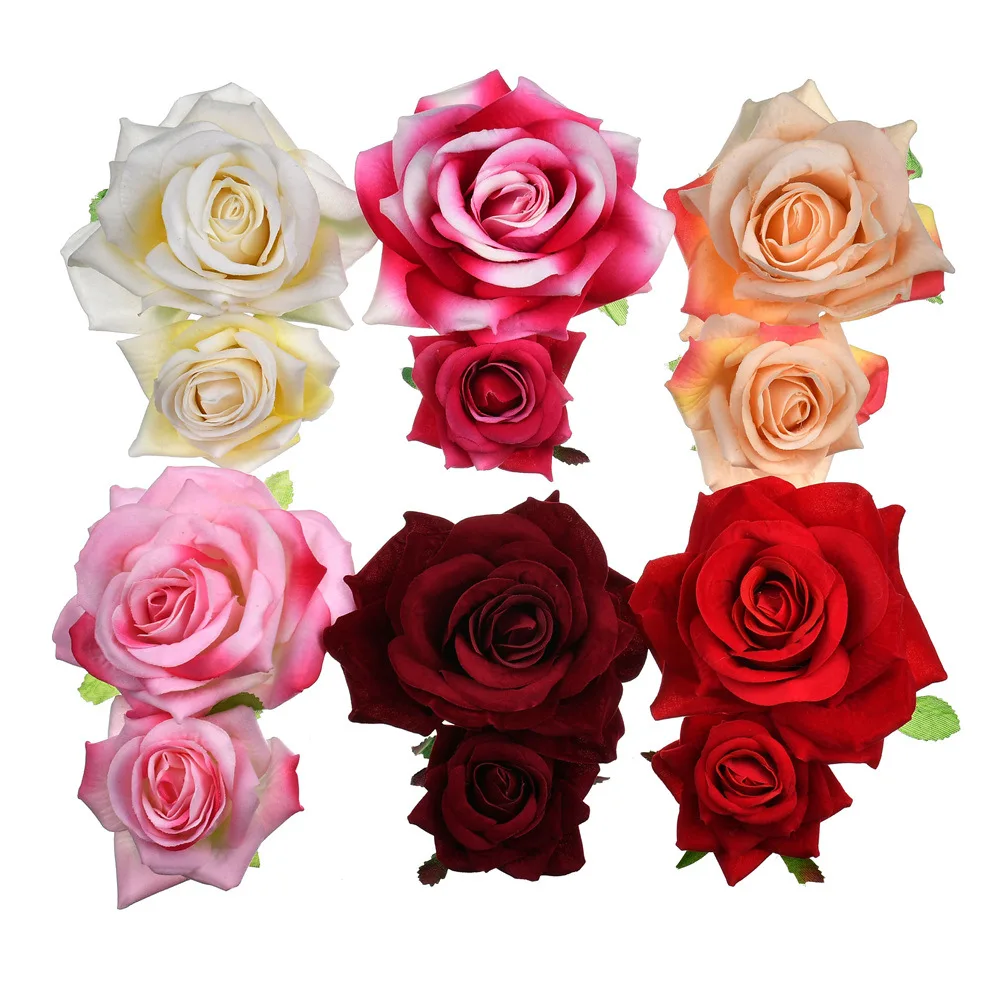 Elegante Accessorio per Capelli da Damigella, Fiore Decorativo per Acconciature Nuziali, Doppia Rosa, Fermaglio per Capelli, Accessori Moda Matrimonio 2026 - Image 2