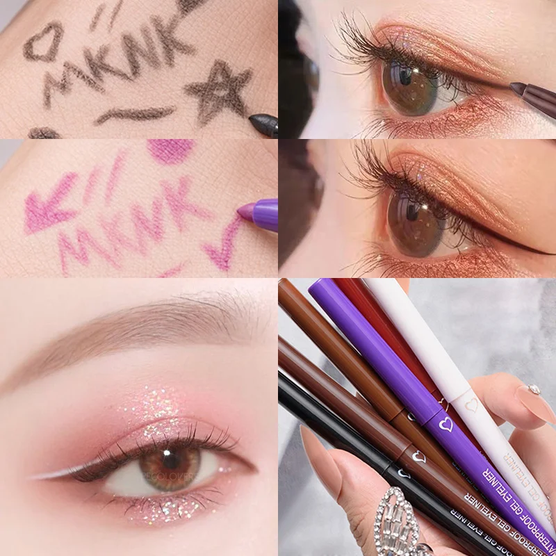 Eyeliner Pencils, Eyeliner Pen 5 Colors Eyeliner Pencil Waterproof Long-lasting Blue Black Brown Easy Wearing Eyeliner Pen
