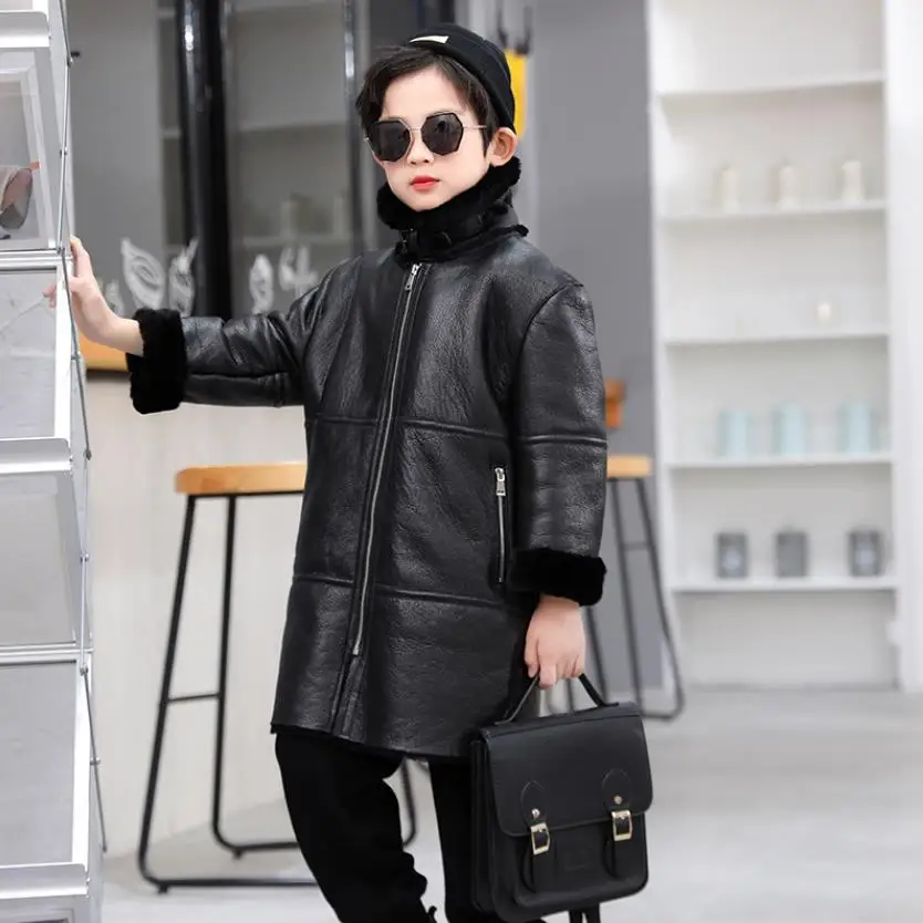 

Детская теплая байкерская куртка из овечьей шерсти, для мальчиков и девочек, A1611