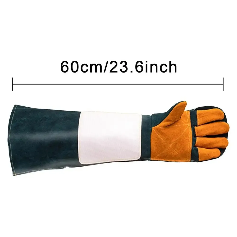 60CM Thick Kevlar Tear-Resistant Cowhide Gloves Animal Pet Training Feeding Dog Bite Resistant Thick Long Protective Gloves pet protective gloves