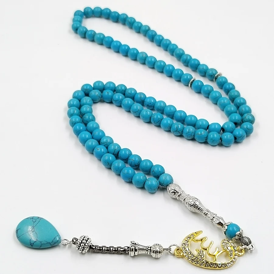 Tasbih ターコイズ石 99 100 数珠ミスバハ イスラム イード