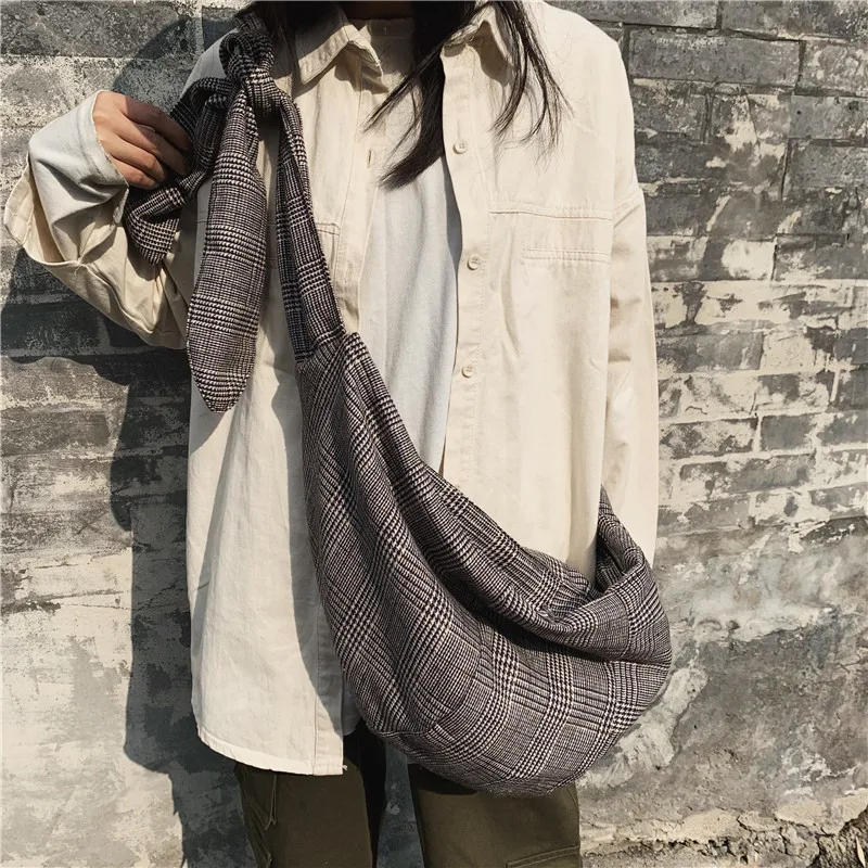 Casual Women's Shoulder Bag Large Capacity Tote Lady Canvas Messenger Plaid Female Designer Handbag Crossbody Bags for Women