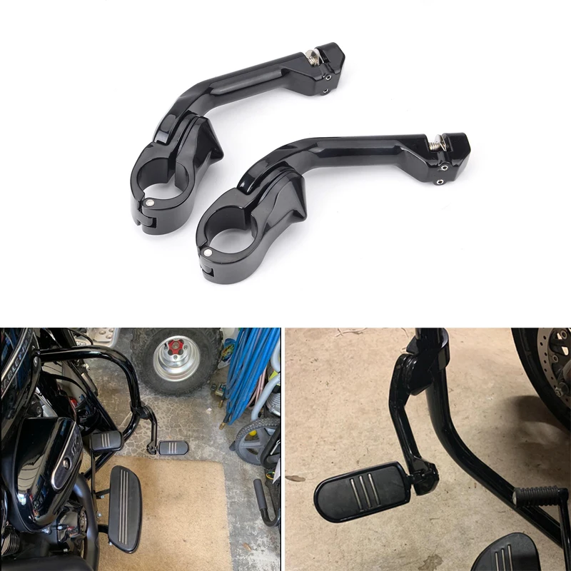 

Motorcycle 1-1/4" 1.25" 32mm Foot Rests Clamp Long Angled Highway Engine Guard Mount Kits For Harley Electra Glide Road King