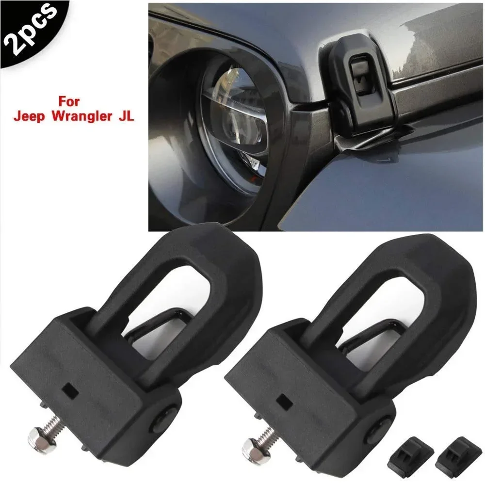 Locking Hood Latch for Jeep Wrangler JL JK 2007- Black Steel Hood Catches Kit for Passenger and Driver Side Accessories hood pins kit hood release latch repair kit
