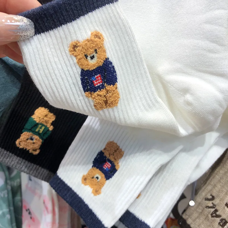 Gute Qualität Cartoon Elegante Dame Bär frauen Nette Socken Baumwolle Harajuku Stil Frau Neuheit Atmungsaktive Sox Weihnachten Geschenke – Detail 33