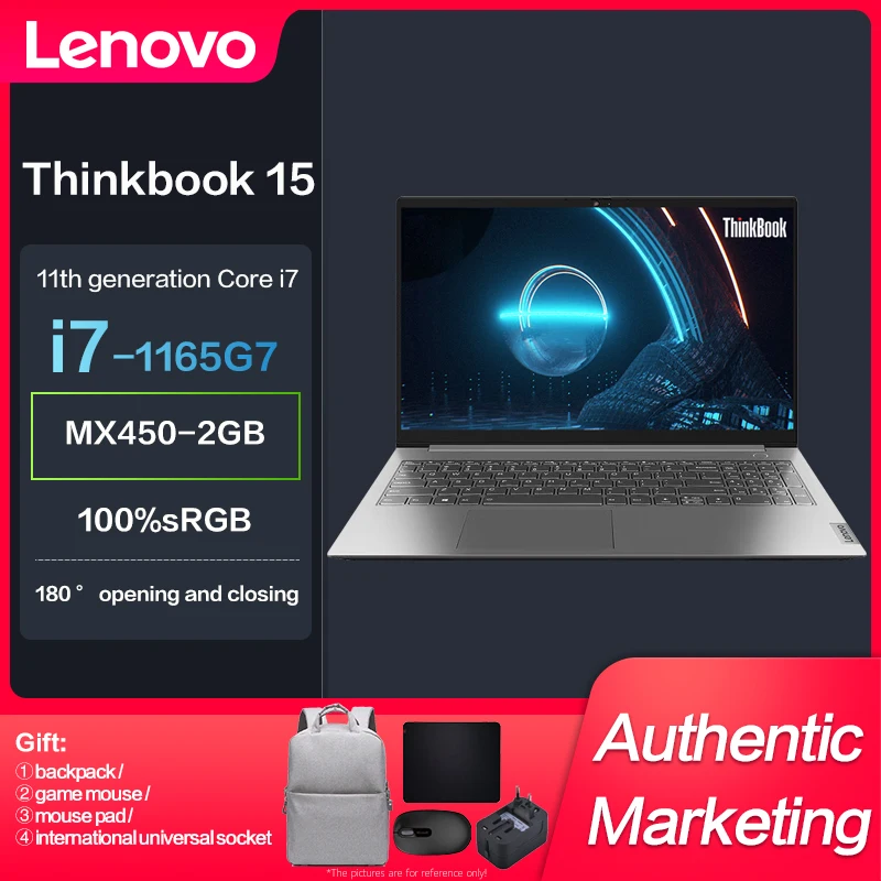 

New Lenovo ThinkBook 15 Intel Core i7-1165G7 8GB 512GB SSD MX450-2GB 15.6inch screen Slim Notebook laptop computer