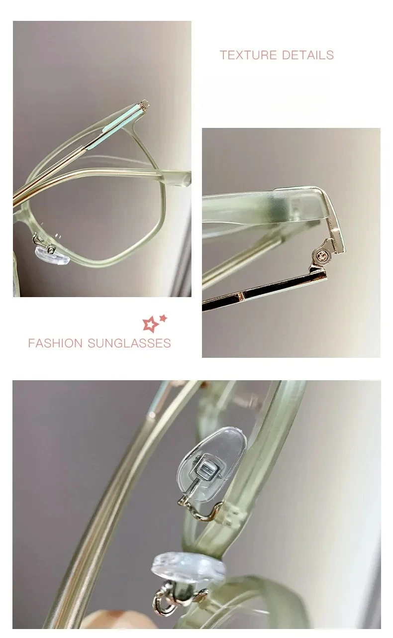 Photochrome graue Myopie-Brille 0 bis -4,0 Anti-Blaulicht-Brille mit großem Rahmen, starkes Metallscharnier, 7 Farben zur Auswahl – Detail 6
