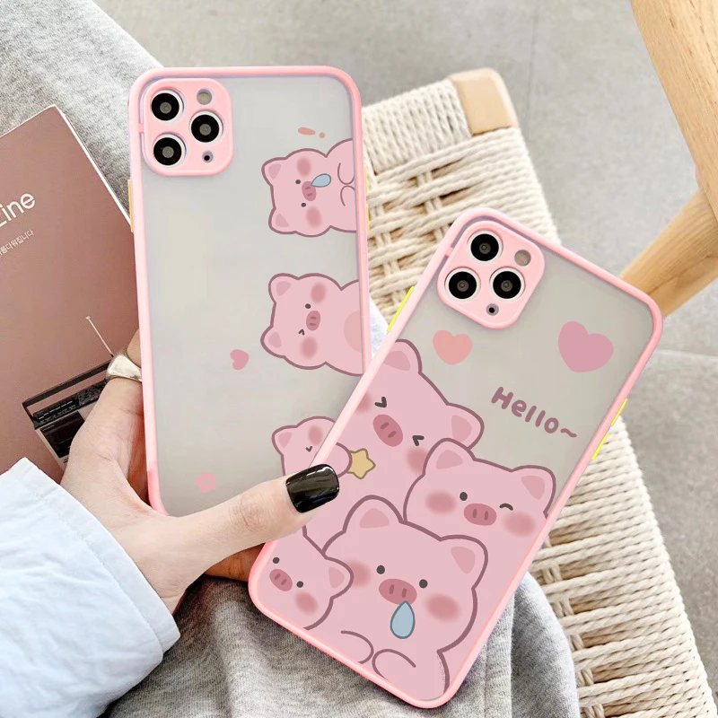 Adorable Pink Pig Cartoon Shockproof Phone Case - Durable and Stylish Back Cover