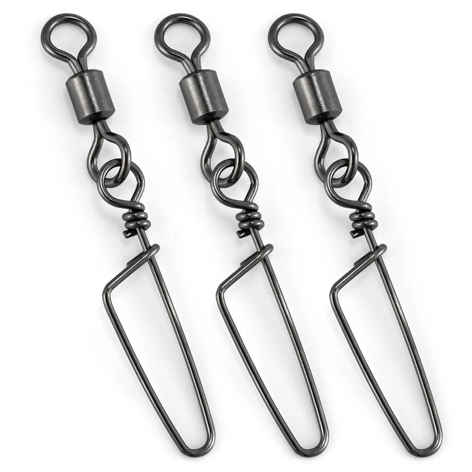 30pcs Fishing Swivels Ball Bearing With Snap Connector Rolling Swivel