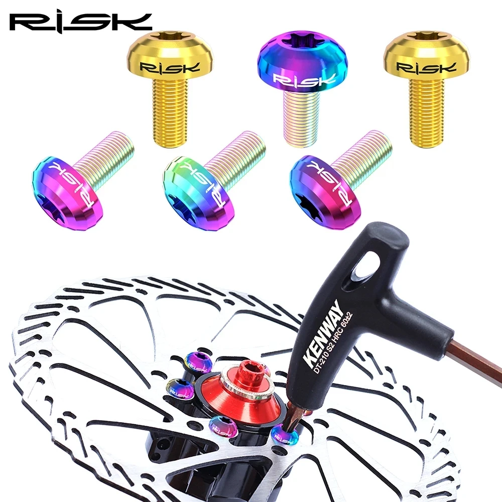 Bicycle Disc Brake Bike Brake Rotor 12pcs M5X10mm MTB Bicycle Disc Brake Rotor Bolt Road Bike T25 TC4 Titanium Torx Rotor Fixing Brake Screw