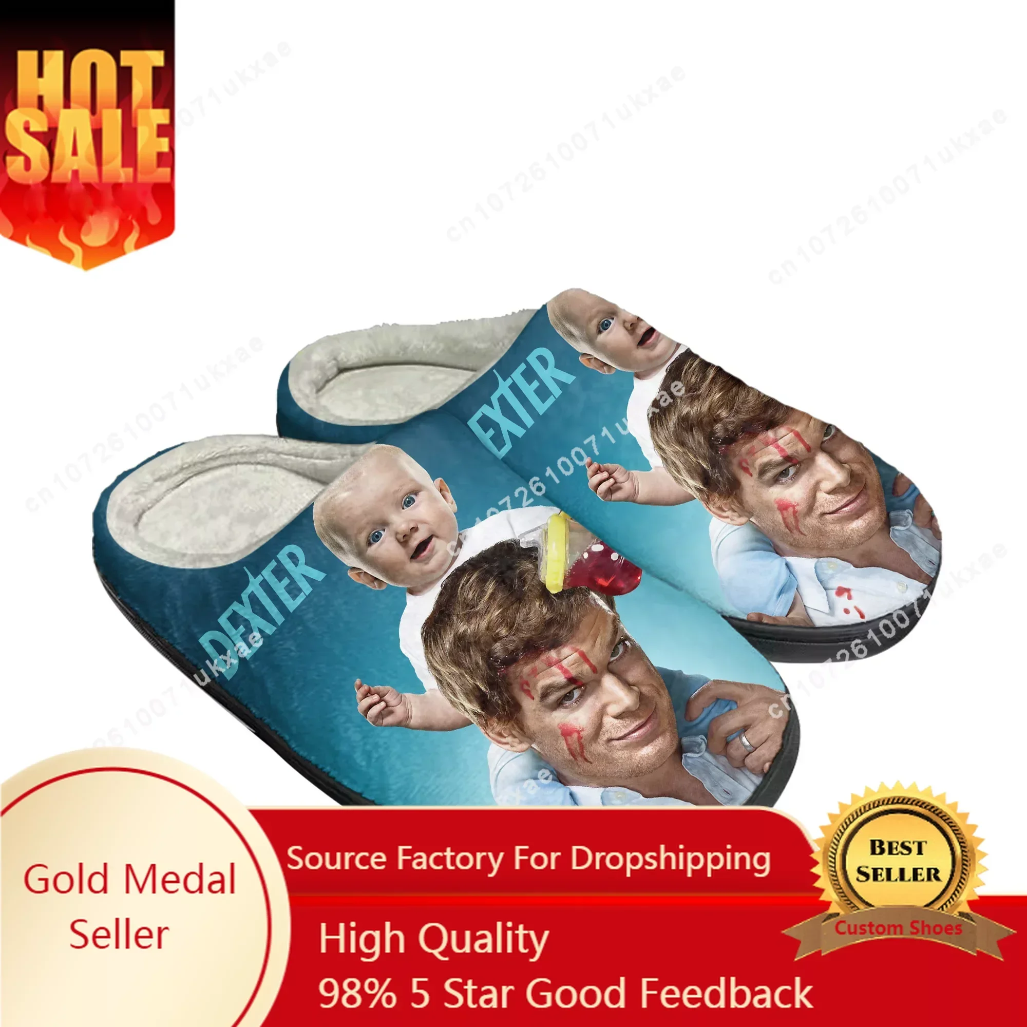 Dexter TV Show Morgan Home Cotton Slippers Mens Womens Plush Bedroom Casual Keep Warm Shoes Thermal Slipper Customized DIY Shoe